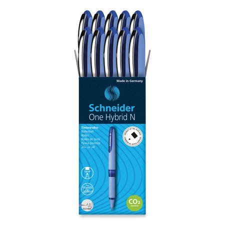 SCHNEIDER ELECTRIC One Hybrid Gel Pen, Stick, Extra-Fine 0.3 mm, Blue Ink, Blue Barrel, 10PK 183403